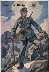 Alpine Soldier w Climbing Equipment, Day of the Army 1939 Postcard