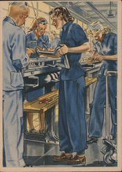 "Women Working for You!", Women Working in Machinist Shop Postcard