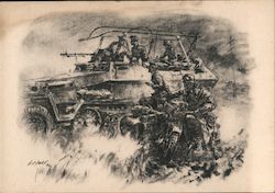 Armored Unit w Half Track Vehicle, Panszer Grenadiers Postcard