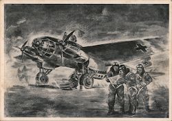 "We Fly Against England"  Airplane and Crew Preparing for Mission Postcard