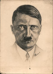 Portrait of Adolf Hitler, Artist Signed Postcard