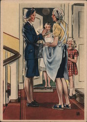 "Women Working for You", Post Woman Delivering Mail w Child Postcard