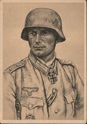 Recipient of the Knight's Cross, Helmet, Uniform, Lower Bavaria Postcard