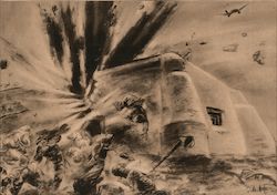 German Stuka Airplane Strikes Polish Bunker with Direct Hit Postcard