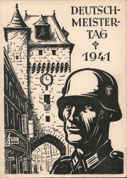 Woodcut, Day of the German Masters, Nuremberg?, Medieval Gate Postcard