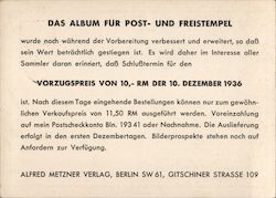 International Day of Stamps, Luxemburg 1937, Advertisement for Stamp Album Postcard