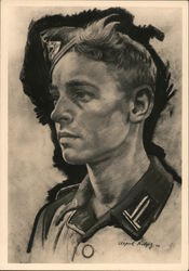 "Our Working Men in War Service", Portrait Drawing Postcard