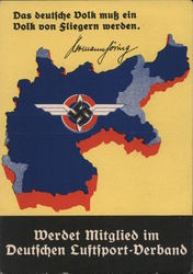 Rare: Propaganda Quote from Goering: "The German People Must Become A Nation of Fliers",  German Sport Fliers League Nazi German 