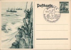 Fishermen Hauling Nets, 1937 Postcard