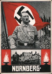 Rare: Hitler at National Party Convention, Nuremberg 1934, Castle w Swastika Postcard