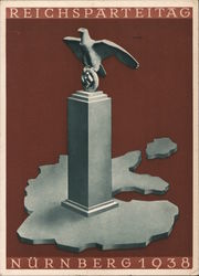 National Nazi Party Convention, Nuremberg, Nuernberg 1938, Eagle & Swastika on Plinth Postcard