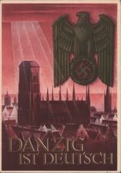 "Danzig Is German!", Eagle w Swastika, Poland Gdansk, Cathedral Postcard