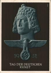 Day of German Art, Munich, Muenchen 1938, Classical Figure w Swastika and Eagle Postcard