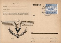 Official Feldpost, Soldier's Mail, Air Force Luftwaffe Feldpost Stamp 1941 Postcard