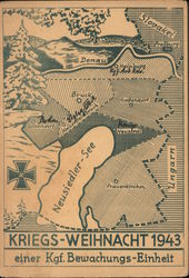 Christmas in War Time, 1943, Map of Eastern Austria WWII Nazi Germany Postcard Postcard Postcard