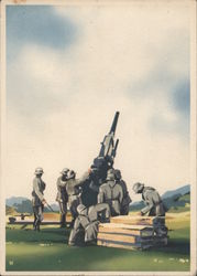 Anti-Aircraft Gun in the Field, Soldiers. 88mm? Postcard Postcard Postcard