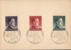 Three Hitler Stamps, General Government of Poland, Krakow, Fuehrer's Birthday Postmark Postcard