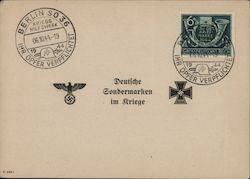 Special German War Time Stamps, 1944, Eagle & Swastika, Knight's Cross Postcard