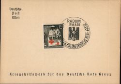 German Mail of the East, Radom, 1940, German Red Cross Cancel Postcard