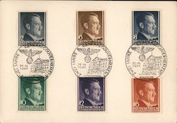 General Government of Poland, Six Different Hitler Stamps, rado,m Second Anniversary of Gen. Govt. Postcard