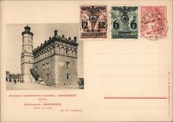 General Government of Poland, Renaissance Era City Hall of Sandomierz, cancel Overlay Nazi Germany Postcard Postcard Postcard