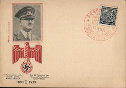 Protectorate of Bohemia and Moravia, PRAGUE, 1939 Hitler Portrait Czechoslovakia Nazi Germany Postcard Postcard Postcard