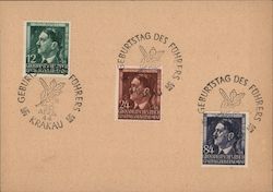 Hitler's birthday, Three Different Stamps, Krakow, General Givernment of Poland Postcard