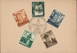 General Gvernment of Poland, Krakow, Five Different Cracow Scenes on Stamps Nazi Germany Postcard Postcard Postcard