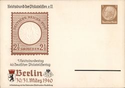 Reich's Convention of Philatelic Collectors, Berlin 1940 Postcard