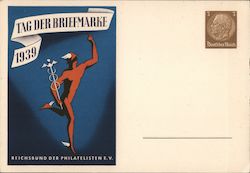 Classical Sculpture, Mercury, 1939, Day of the Stamp Collectors Postcard