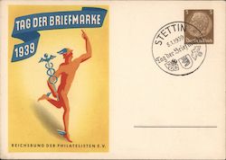 Classical Sculpture, Mercury, Hermes, 1939, Day of the Stamp Collectors Postcard