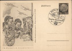 Radio Operators w Headphones, 1941, "In the Fight for Freedom" Postcard