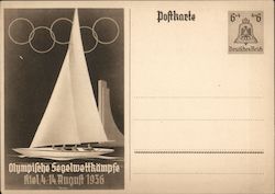 1936 Olympics Postal Card Sailboat Postcard