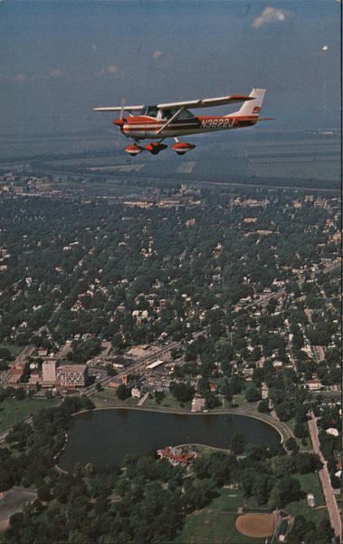 Flying over Mineral Springs Park Pekin Illinois