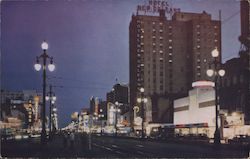 Canal Street, New Orleans Night Scene Postcard