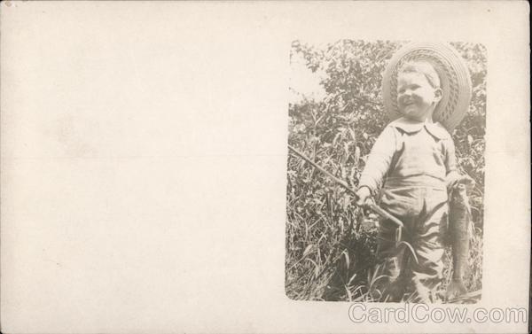 Happy Little Boy with Today's Catch Children