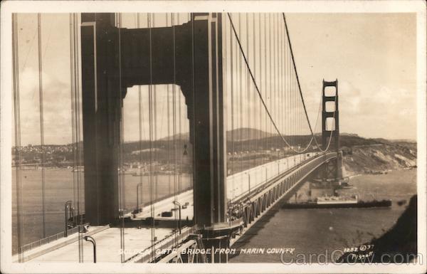 View of Golden Gate Bridge from Marin County San Francisco California