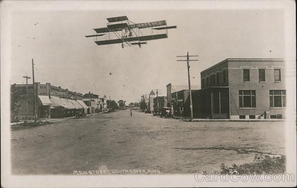 Airplane Flying Along Main Street South Haven Minnesota