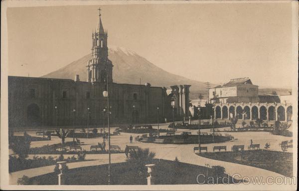 Basilica Cathedral , Plaza de Armas & Misti Volcano Arequipa Peru