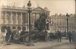 Cannons left at a statue with bystanders Paris, France World War I Postcard Postcard Postcard