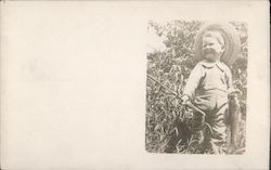 Happy Little Boy with Today's Catch Postcard