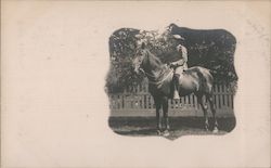 Man on Horse Vignettes Postcard Postcard Postcard