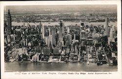 Aerial View of Mid-New York, Empire, Chrysler, Radio City Bldgs. Aerial Explorations, Inc. Postcard