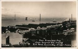 San Francisco Bay from Telegraph Hill, Showing U.S. Fleet, Famous Bay Bridge Towers Postcard