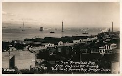 San Francisco Bay from Telegraph Hill, Showing U.S. Fleet, Famous Bay Bridge Towers California Postcard Postcard Postcard