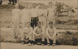 Eight Men in Overalls Postcard