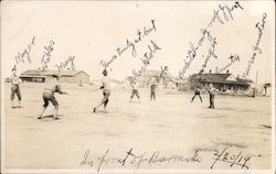 Baseball Game in Front of Barracks Postcard