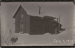 Wood Cabin in Deep Snow 1912 Postcard