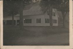 House with trees and woman Postcard