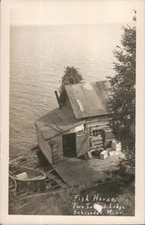 Fish House, Two Island Lodge Schroeder, MN Postcard Postcard Postcard